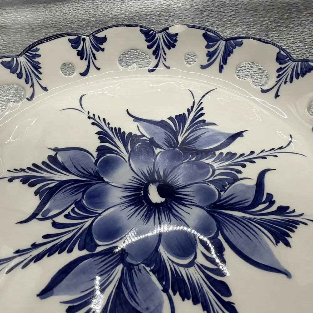 Hand Painted Ceramic Basket from Portugal